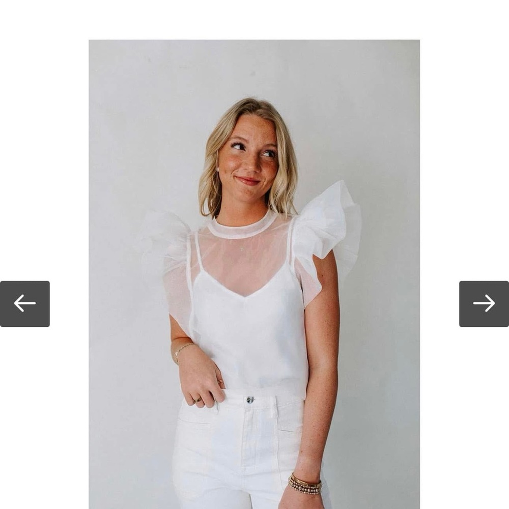 Buddy Love Cream Sheer Ruffled Blouse